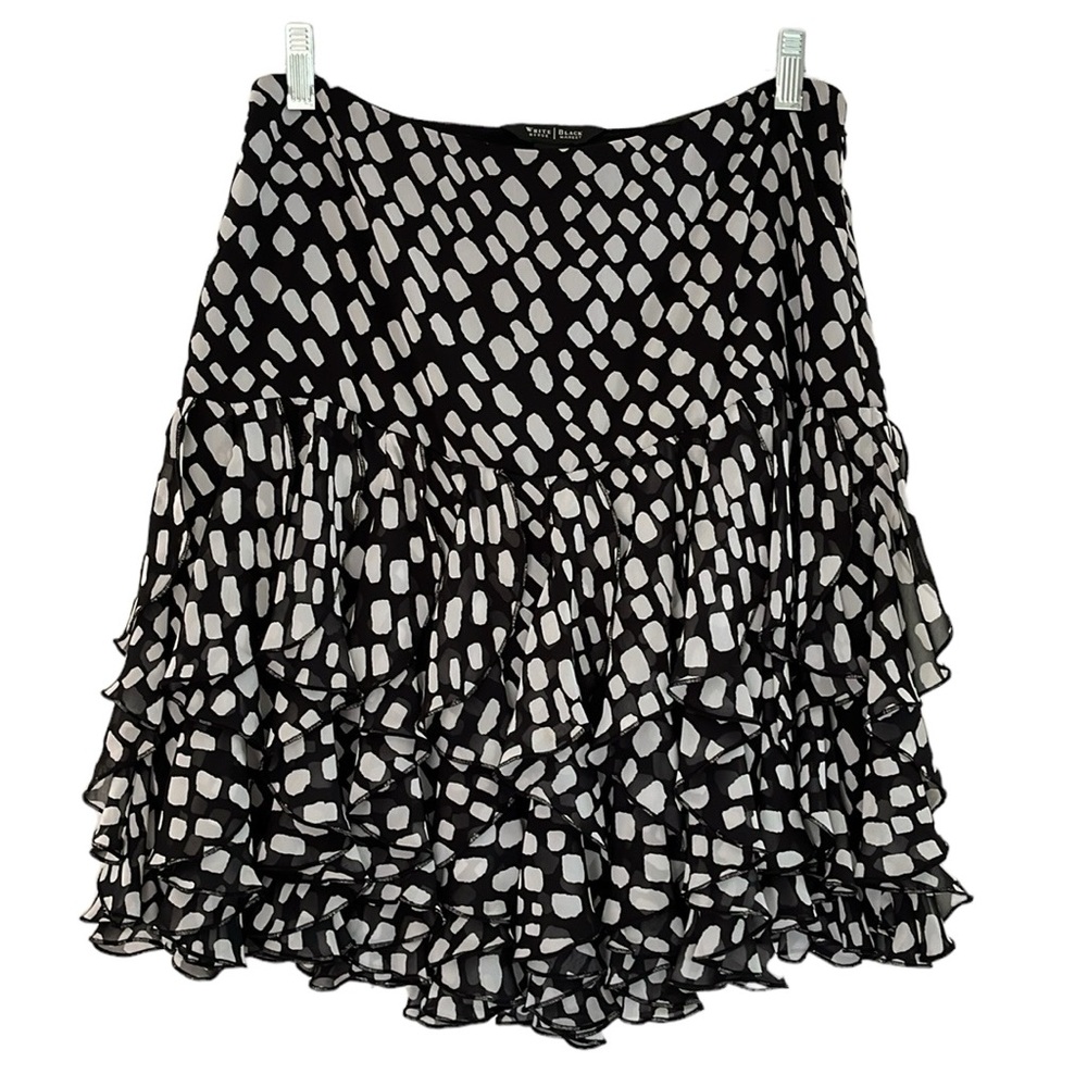 WHITE HOUSE BLACK MARKET DROP WAIST SKIRT WITH VERTICAL RUFFLES BLACK WHITE SZ 4